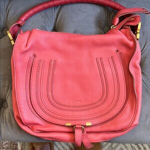Chloe Red Shoulder Bag with Gold Hardware and Stylish Design